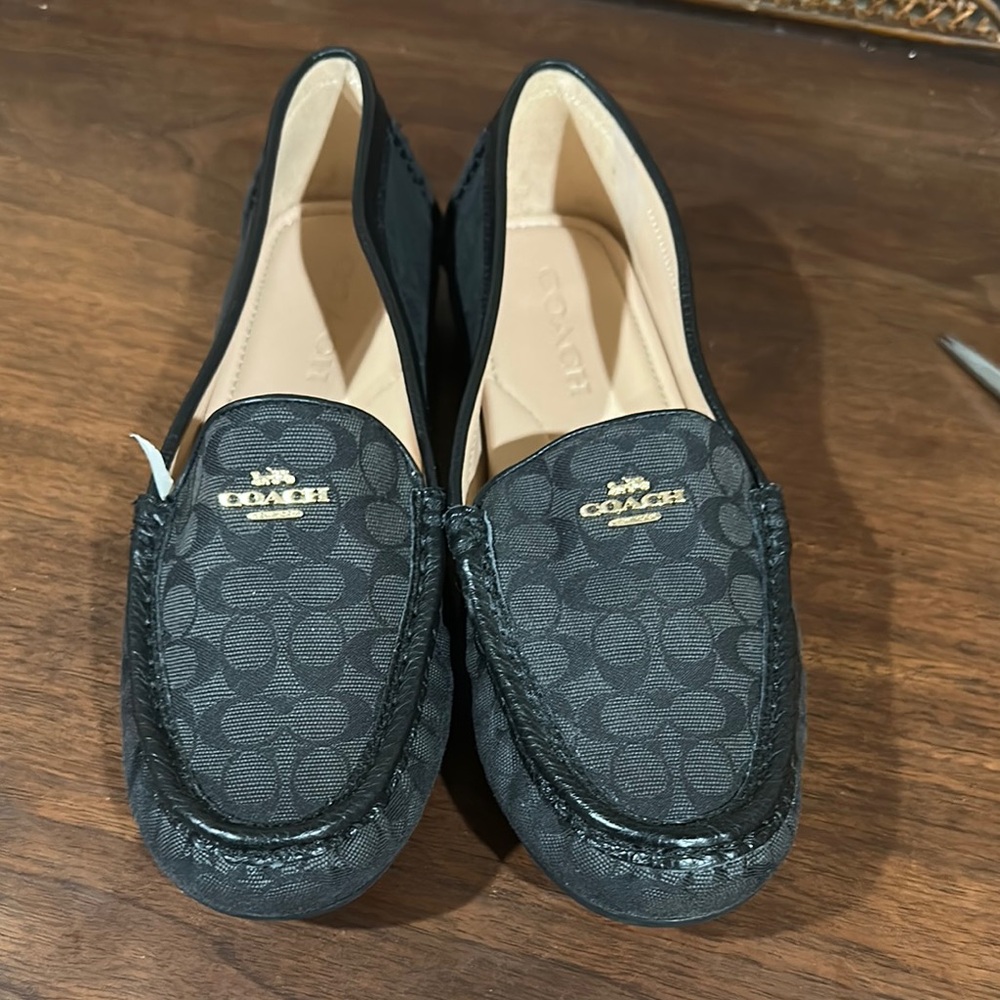 Coach Black Flats with Signature Monogram